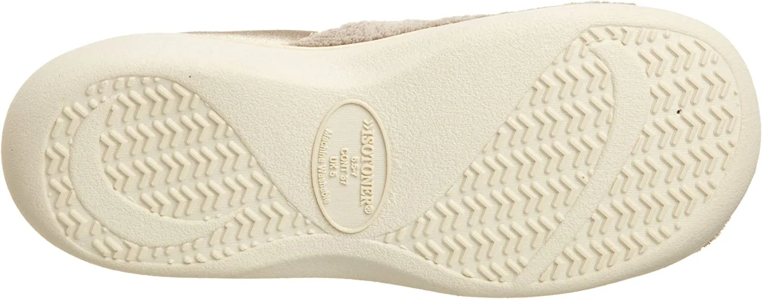 isotoner Women's Microterry Pillowstep Slippers with Satin Cuff