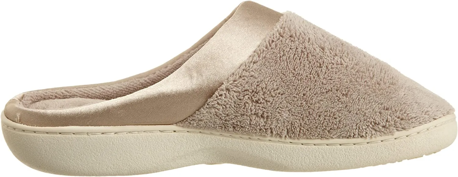 isotoner Women's Microterry Pillowstep Slippers with Satin Cuff