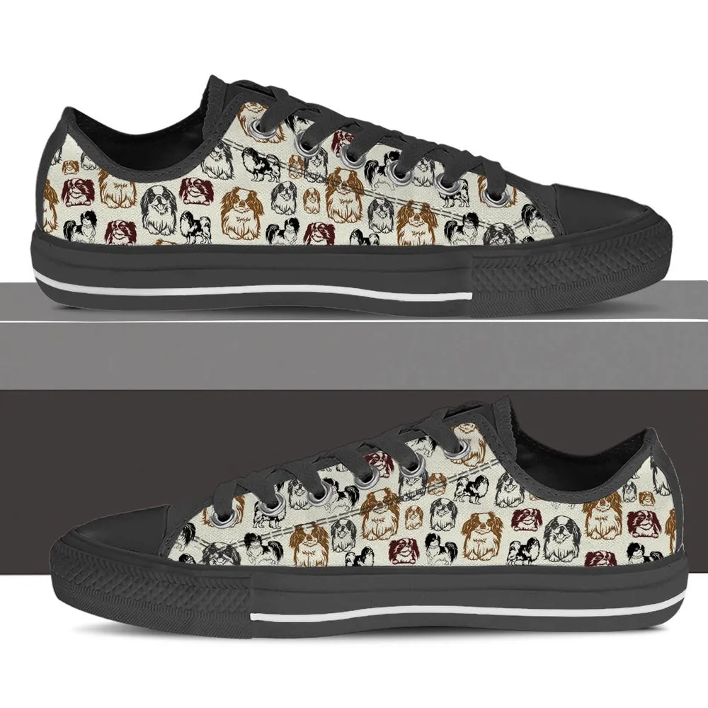 Japanese Chin Low Top Shoes - Low Top Sneaker, Dog Printed Shoes, Canvas Shoes For Men, Women