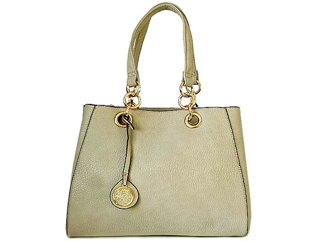 LIGHT GREY MULTI-COMPARTMENT CHAIN HANDBAG WITH STRAP