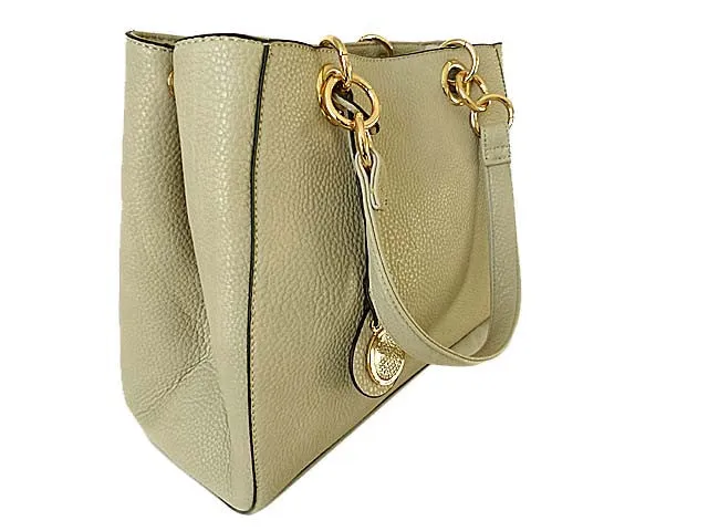 LIGHT GREY MULTI-COMPARTMENT CHAIN HANDBAG WITH STRAP