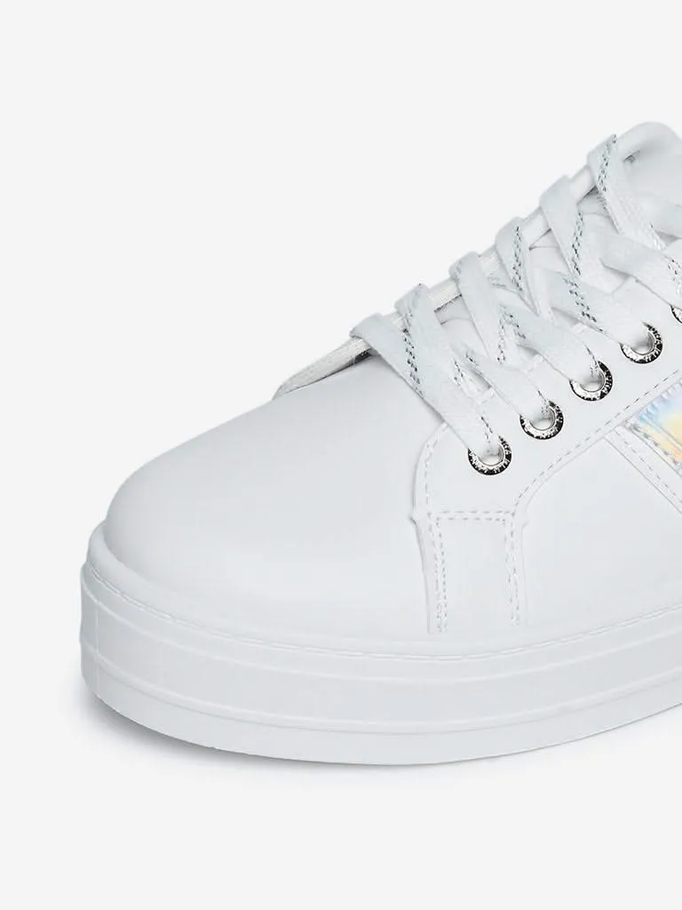 LUNA BLU White Platform Heel Sneakers