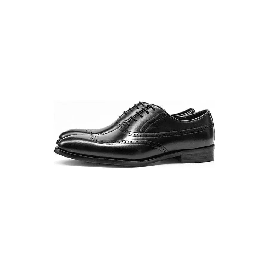 LuxeExo Cow Leather Brogue Lace-Up Dress Shoes