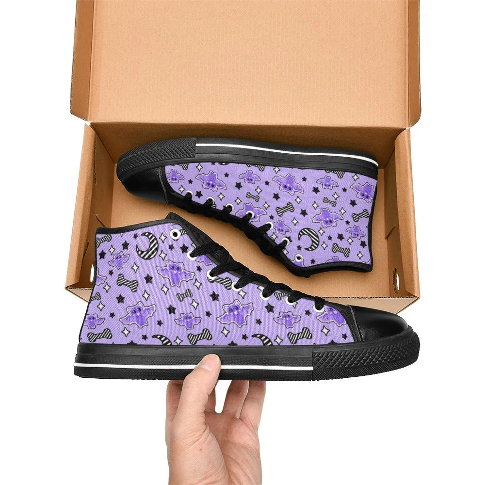 Magical Kawaii Spooky Bats Purple Women's High Top Sneakers