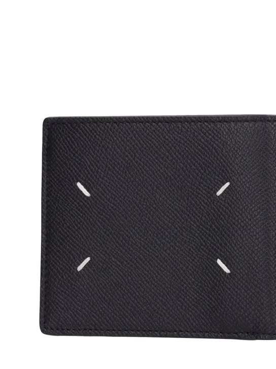 Maison Margiela   Logo grainy leather billfold wallet 