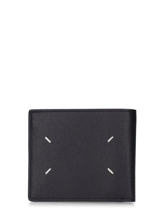 Maison Margiela   Logo grainy leather billfold wallet 