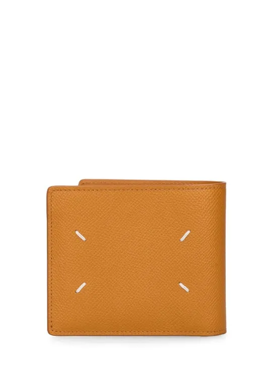 Maison Margiela   Logo grainy leather billfold wallet 