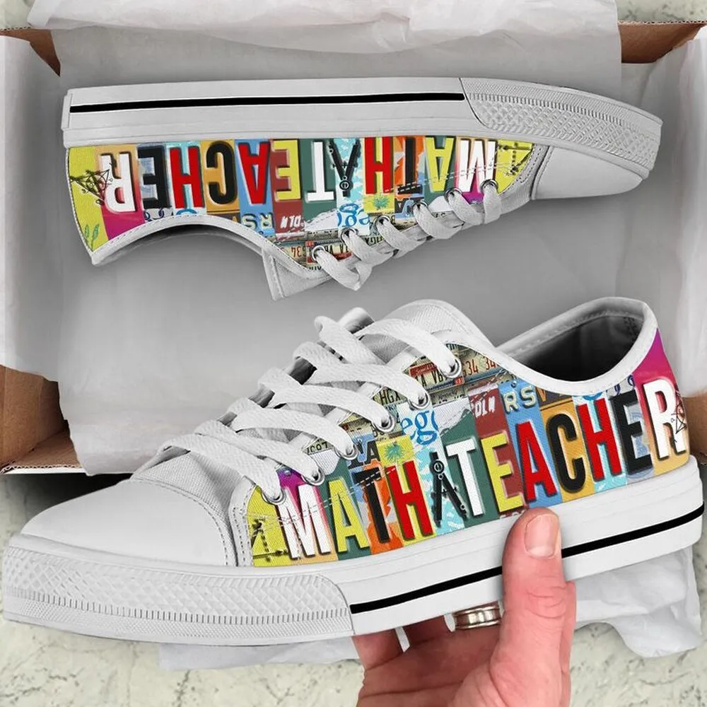 Math Teacher Shoes Shoes License Plate Shoes for Mens, Teacher Shoes, Low Top Sneakers