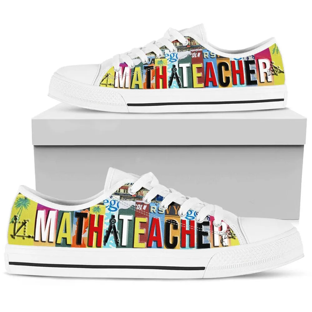 Math Teacher Shoes Shoes License Plate Shoes for Mens, Teacher Shoes, Low Top Sneakers