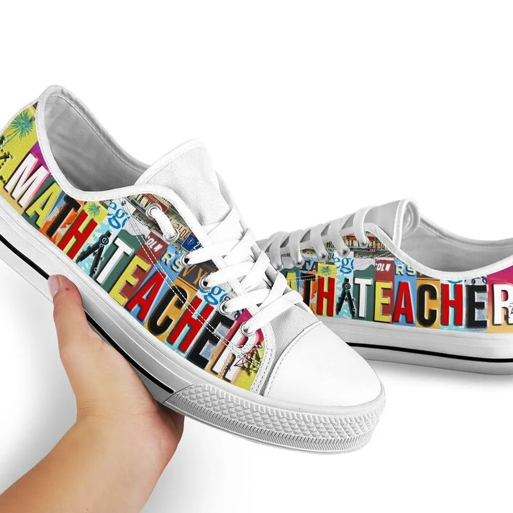 Math Teacher Shoes Shoes License Plate Shoes for Mens, Teacher Shoes, Low Top Sneakers