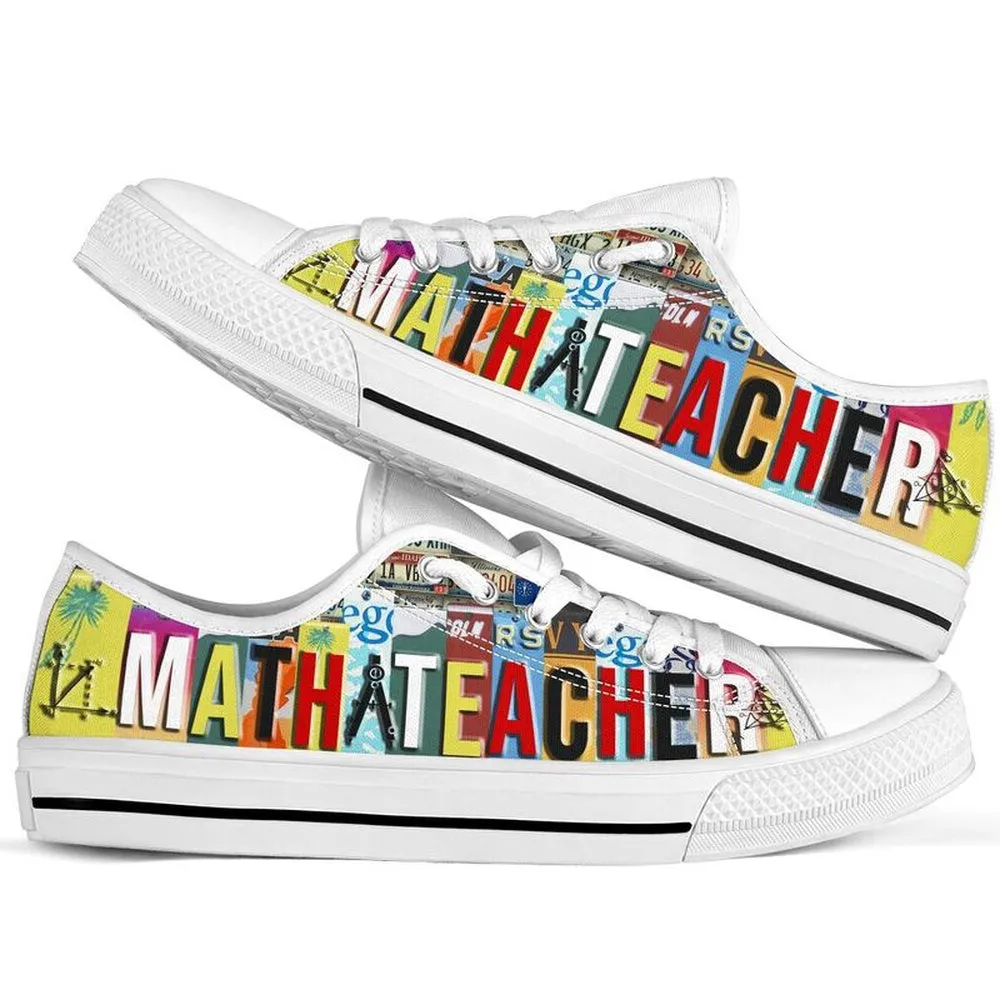 Math Teacher Shoes Shoes License Plate Shoes for Mens, Teacher Shoes, Low Top Sneakers