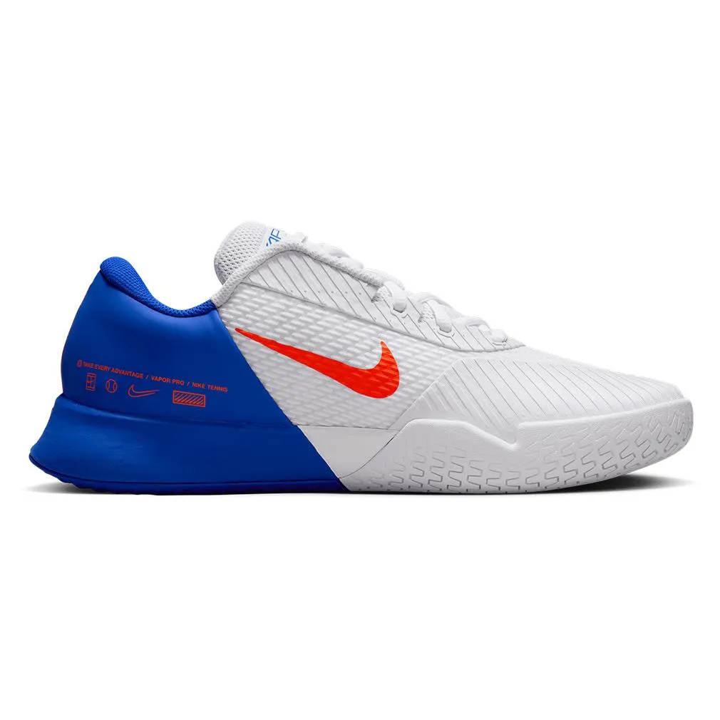 Men`s Air Zoom Vapor Pro 2 Tennis Shoes White and Hyper Crimson