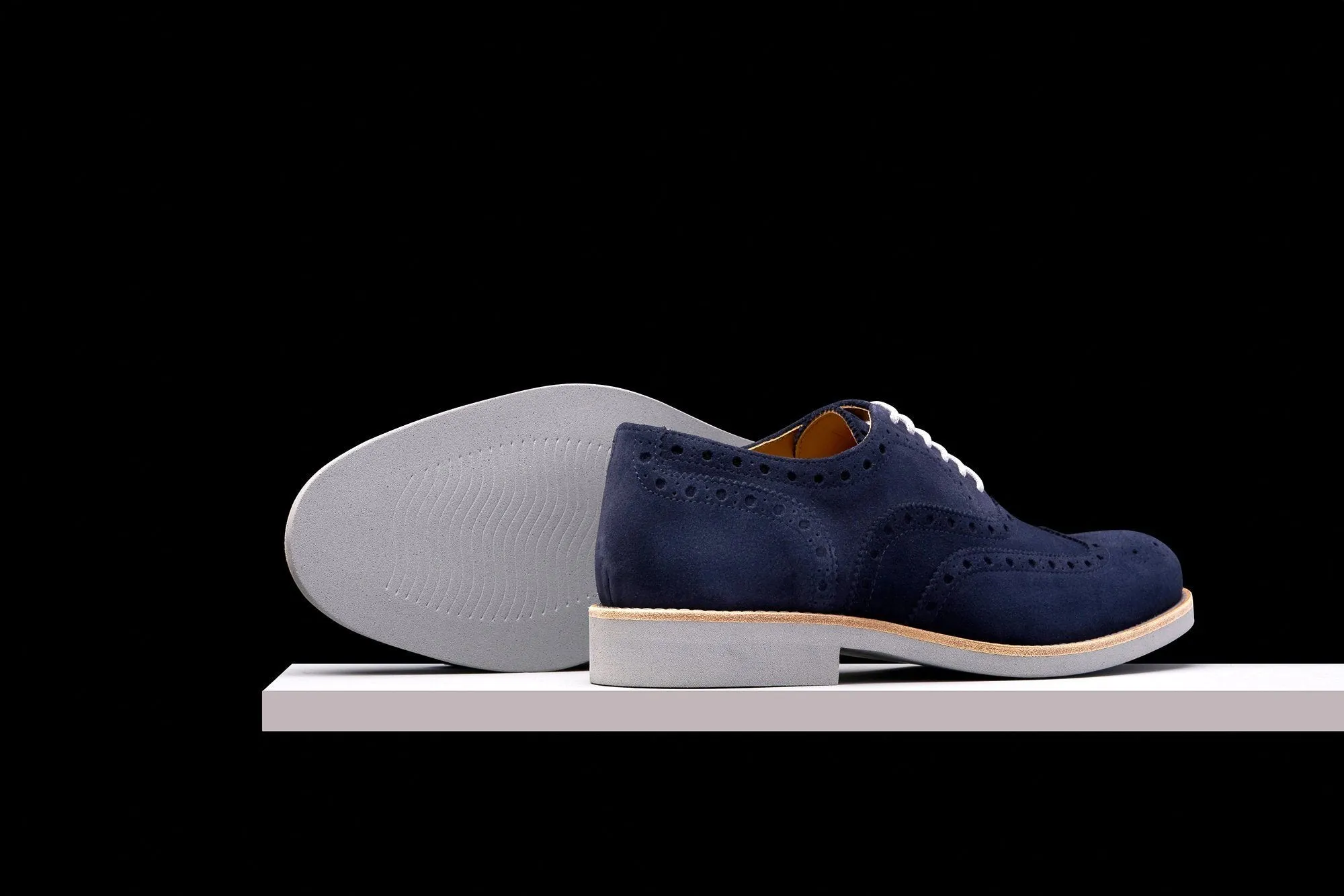 Mens Blue & Grey Suede Wingtip Dress Shoes