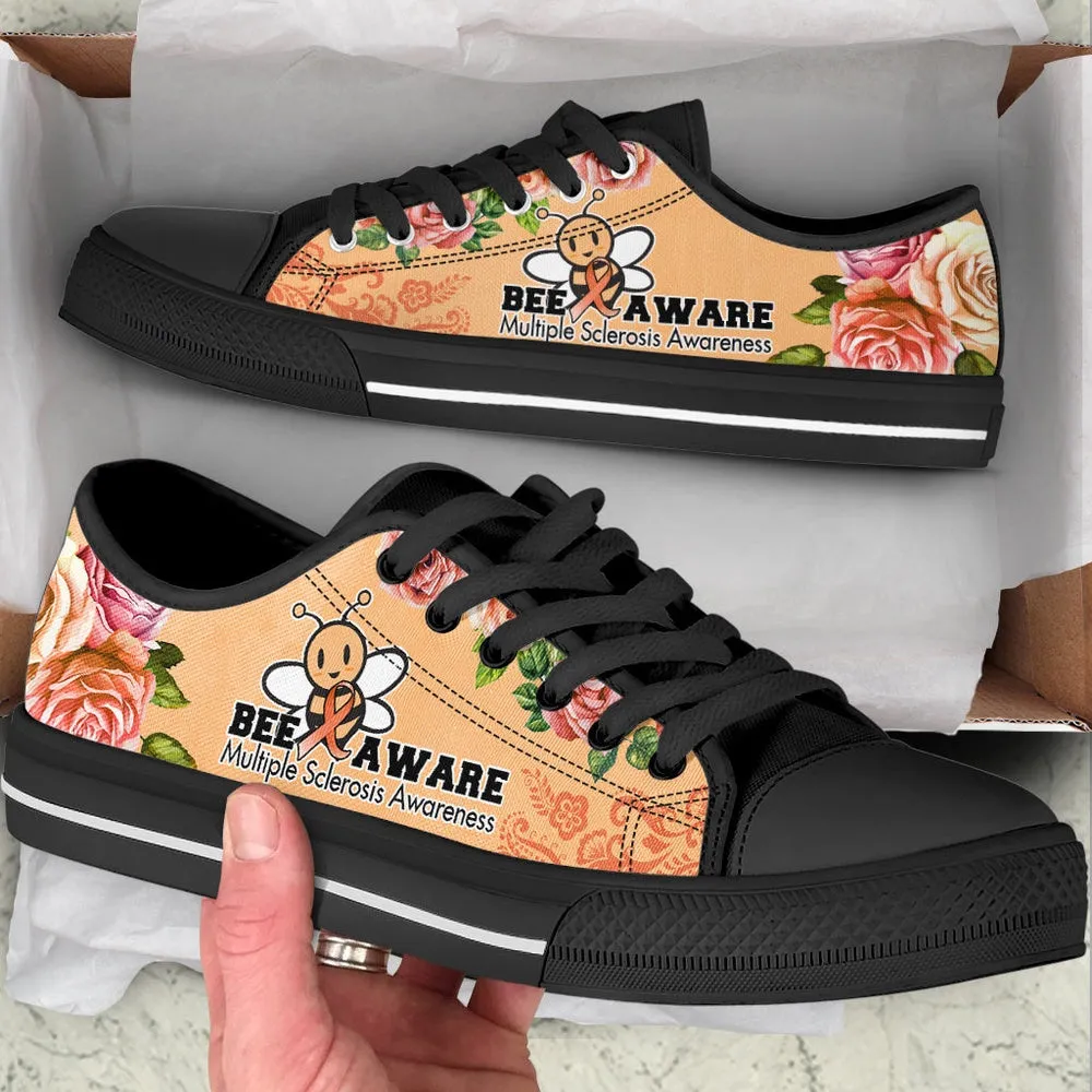 Multiple Sclerosis Shoes Bee Aware Low Top Shoes, Animal Print Canvas Shoes, Print On Canvas Shoes