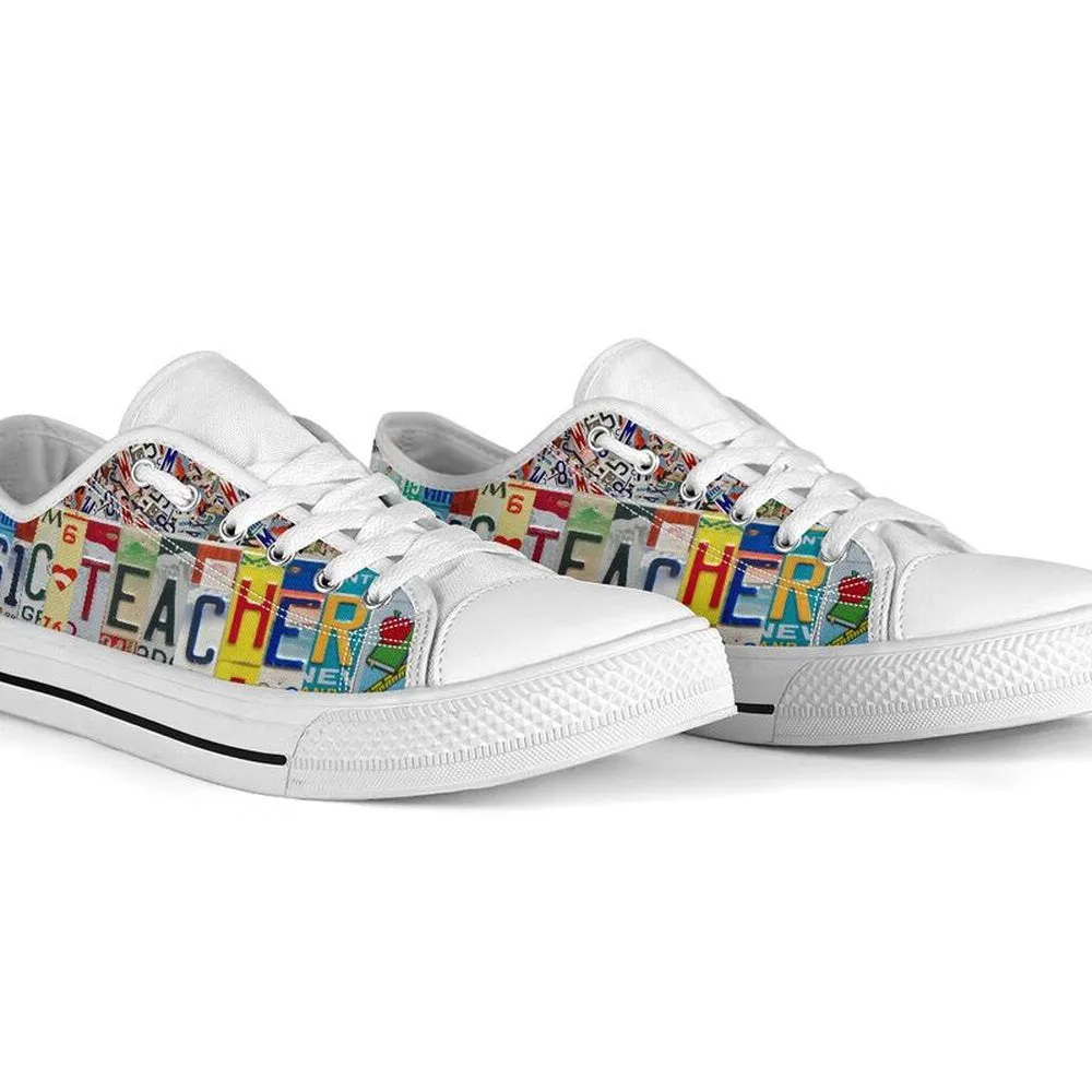 Music Teacher License Plates Low Top Shoes, Teacher Shoes, Low Top Sneakers