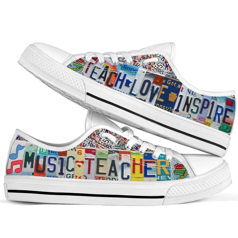 Music Teacher License Plates Low Top Shoes, Teacher Shoes, Low Top Sneakers