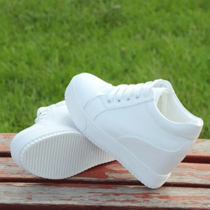 New Versatile Breathable White Shoes For Women Inner Height Increasing Casual Shoes