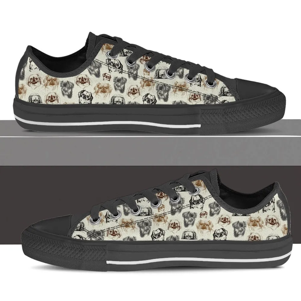 Pekingese Low Top Shoes - Lowtop Casual Shoes Gift For Adults, Dog Printed Shoes, Canvas Shoes For Men, Women