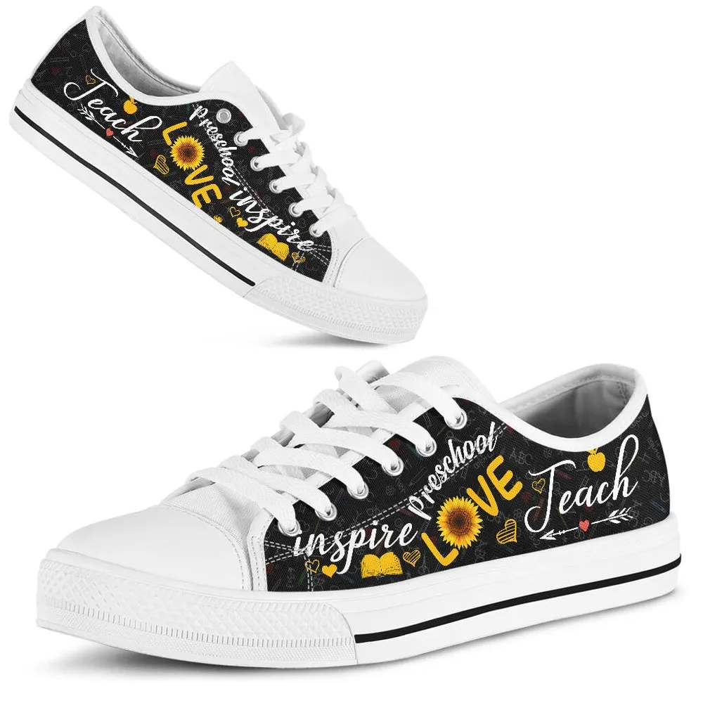 Preschool Teach Sunflower Low Top Shoes, Teacher Shoes, Low Top Sneakers