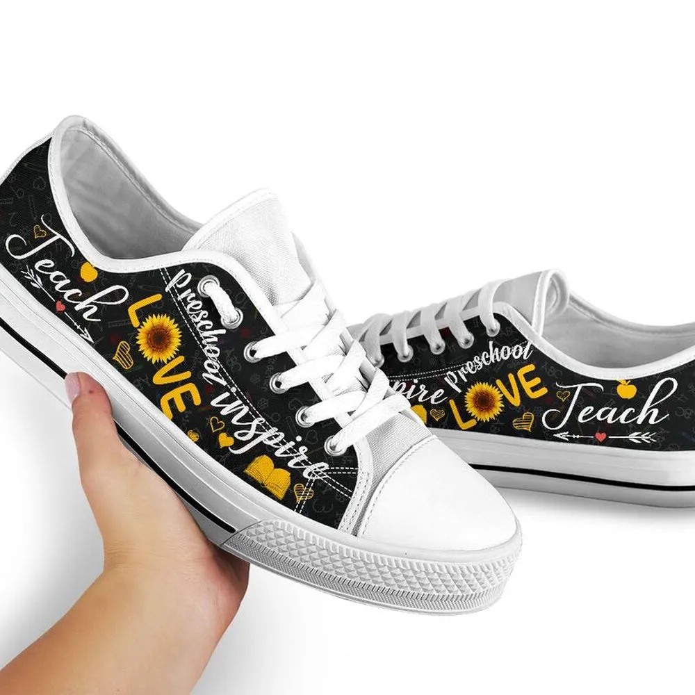 Preschool Teach Sunflower Low Top Shoes, Teacher Shoes, Low Top Sneakers