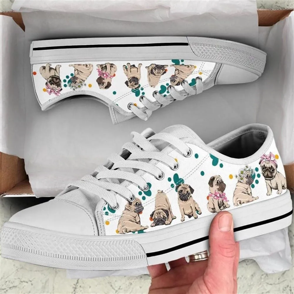 Pug Dog Adorable Canvas Low Top Shoes - Low Top Shoes Mens, Women, Dog Printed Shoes, Canvas Shoes For Men, Women