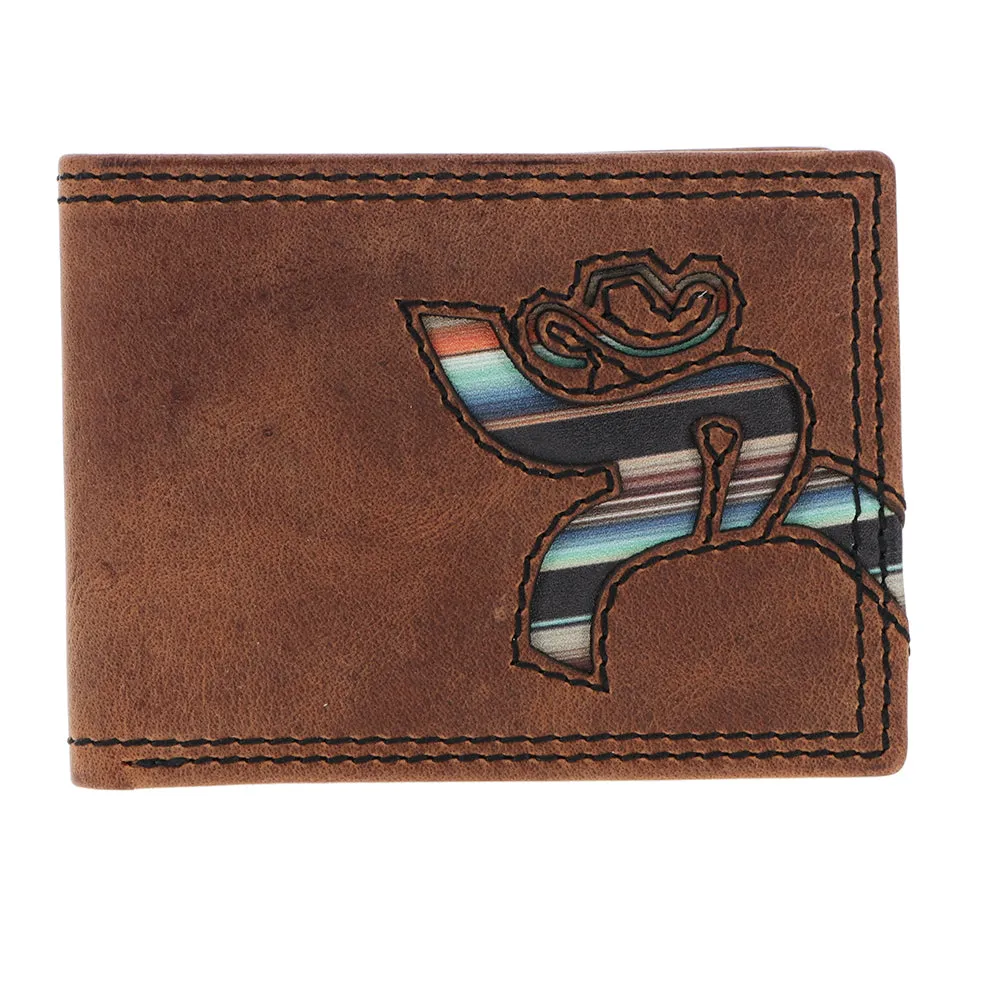 "Hawk" Front Pocket Bifold Wallet Brown w/ Navajo Serape Print