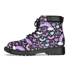 Rainbow Spooky Bats Black - Women's Short Boots