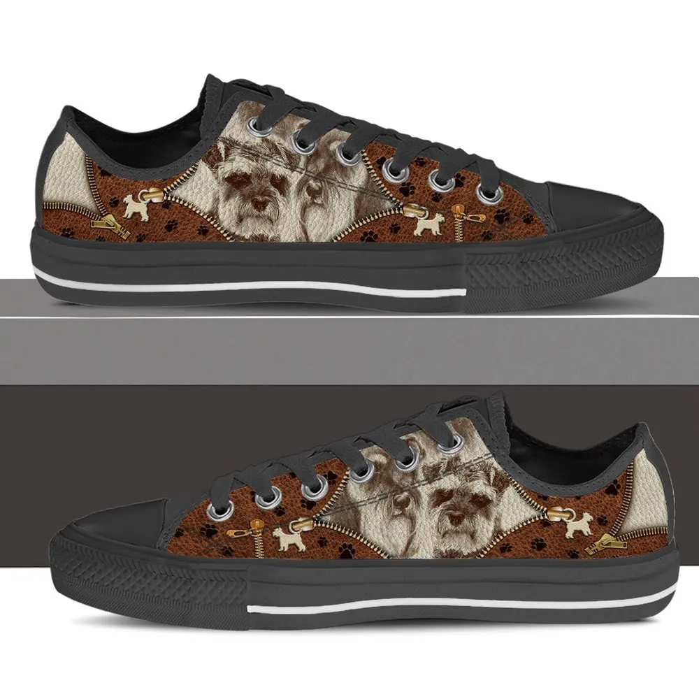 Schnauzer Low Top Shoes - Low Top Sneaker - Dog Walking Shoes Men Women, Dog Printed Shoes, Canvas Shoes For Men, Women