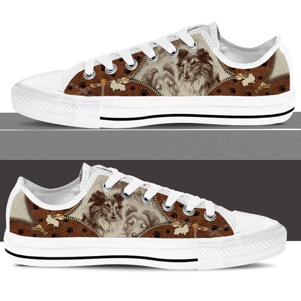 Shetland Sheepdog Low Top Shoes - Low Top Sneaker - Dog Walking Shoes Men Women, Dog Printed Shoes, Canvas Shoes For Men, Women