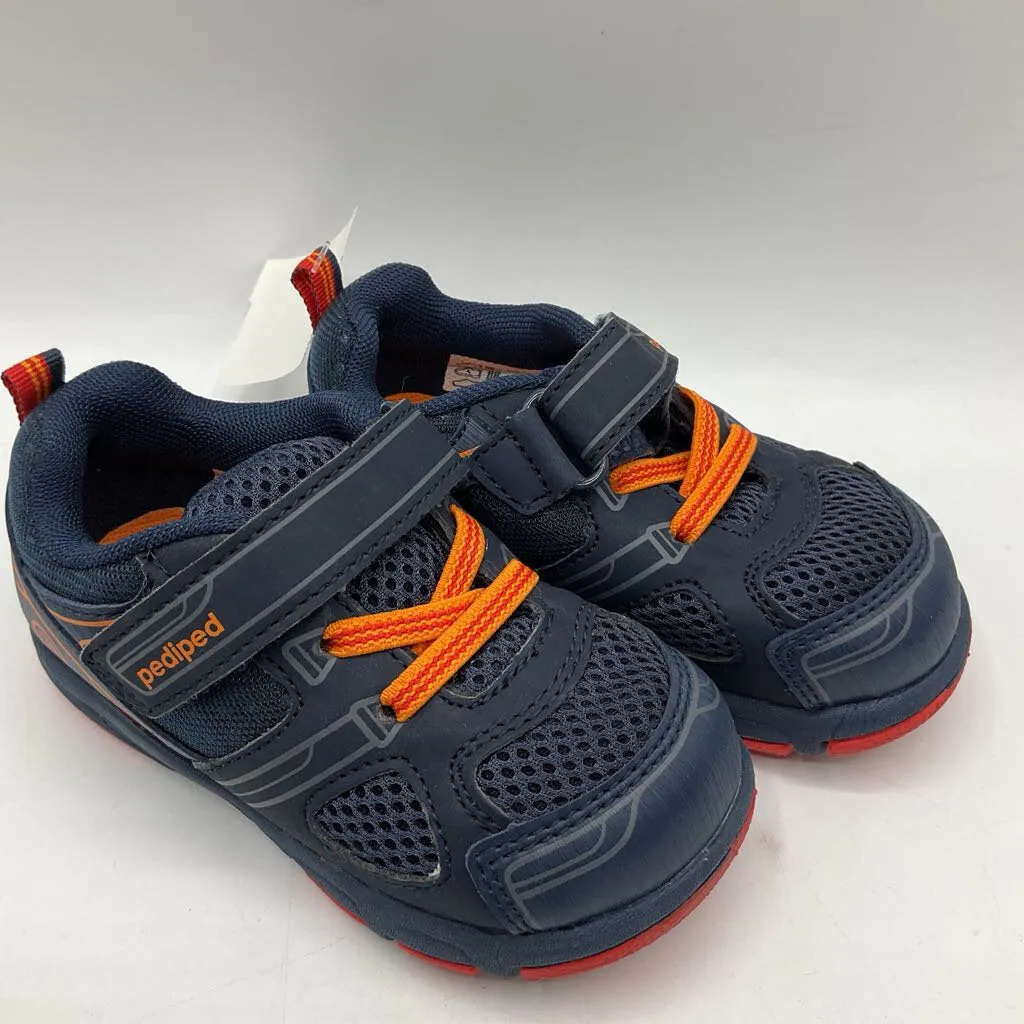 Size 7: Pediped Mars NAVY ORANGE SPORT SNEAKERS Velcro Shoes NEW