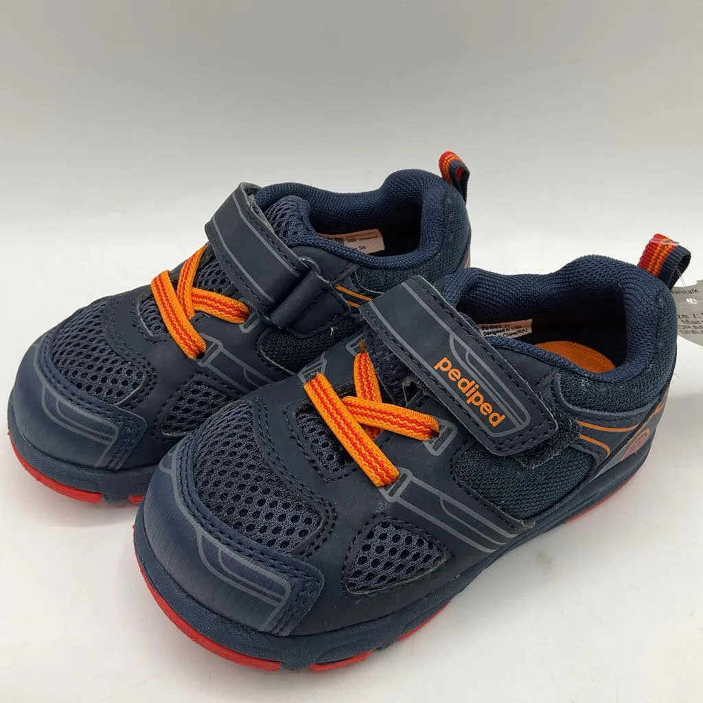 Size 7: Pediped Mars NAVY ORANGE SPORT SNEAKERS Velcro Shoes NEW