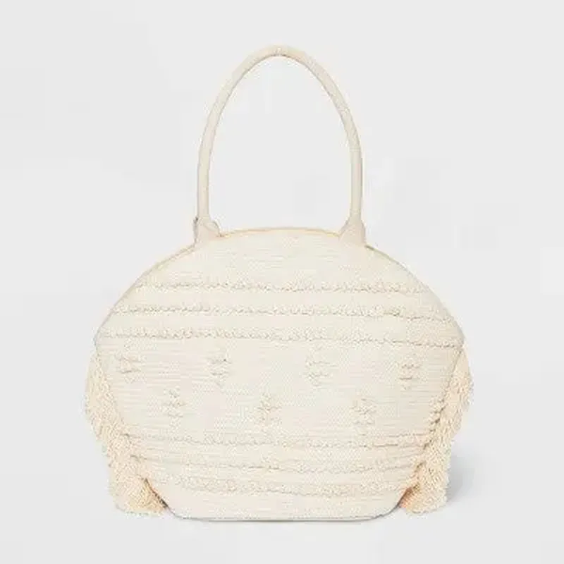 Straw Fringe Tote Handbag