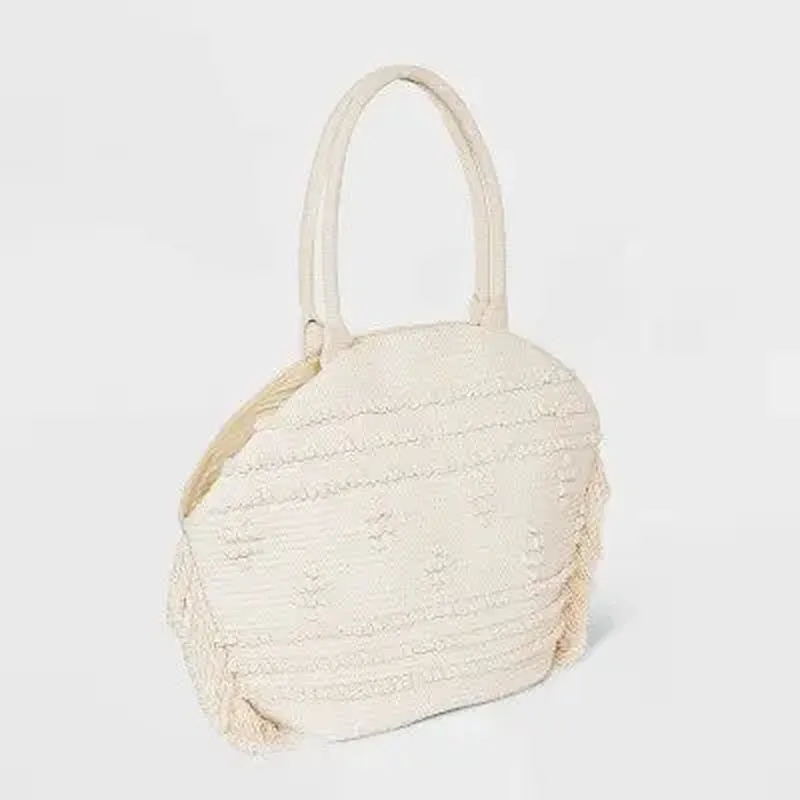 Straw Fringe Tote Handbag