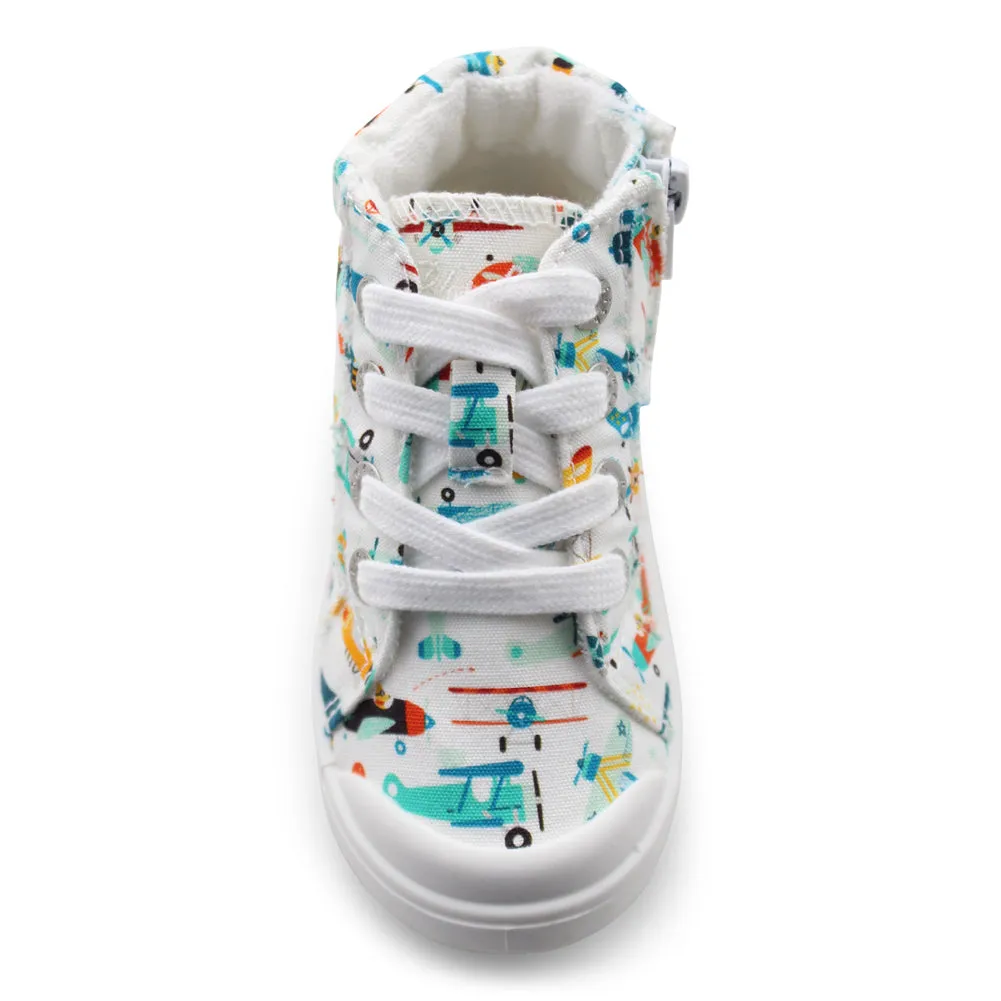 Toddler Vepper-TB in Off White Planes Canvas by Blowfish