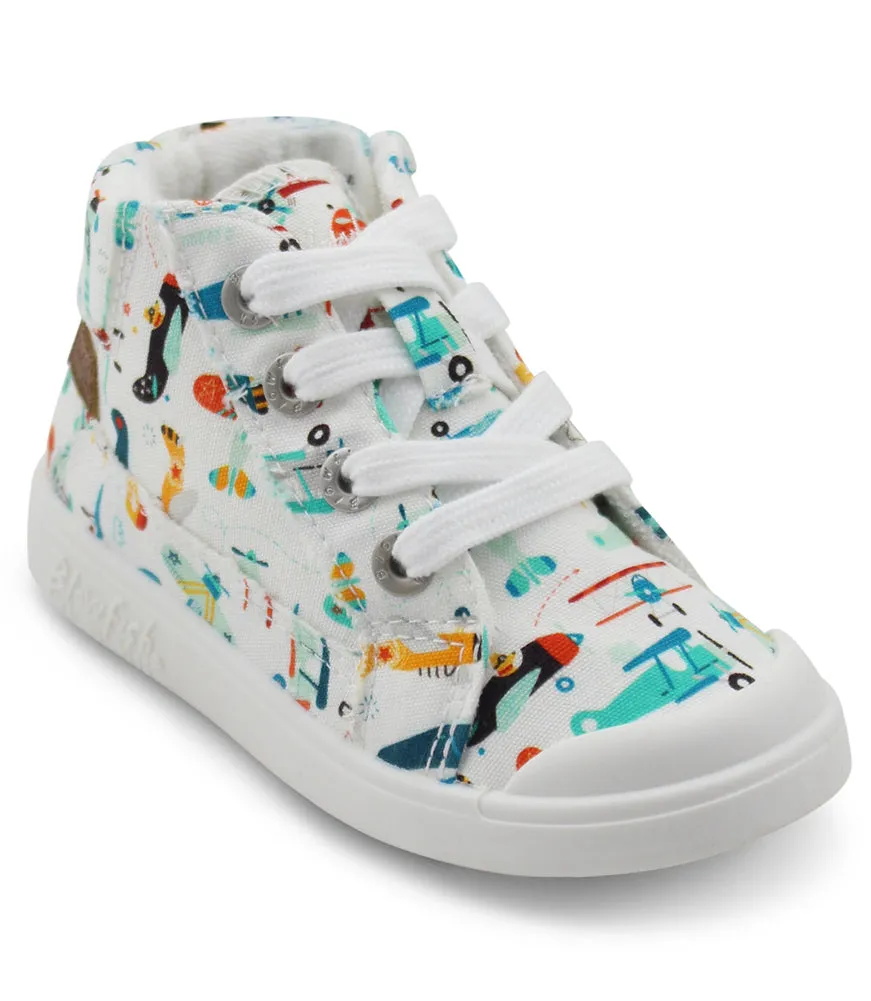 Toddler Vepper-TB in Off White Planes Canvas by Blowfish