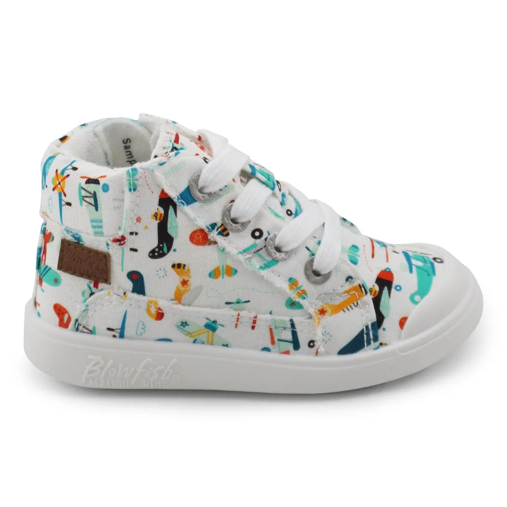 Toddler Vepper-TB in Off White Planes Canvas by Blowfish