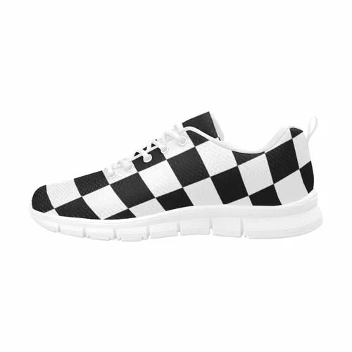 Uniquely You Sneakers for Women, Black and White Plaid Checker Print -