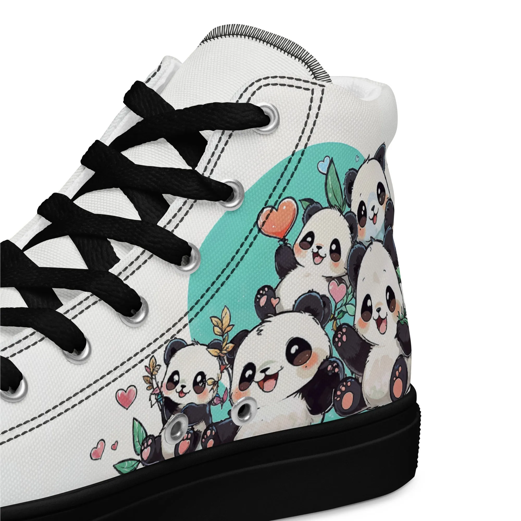 Unisex high top canvas shoes - Cute Pandas