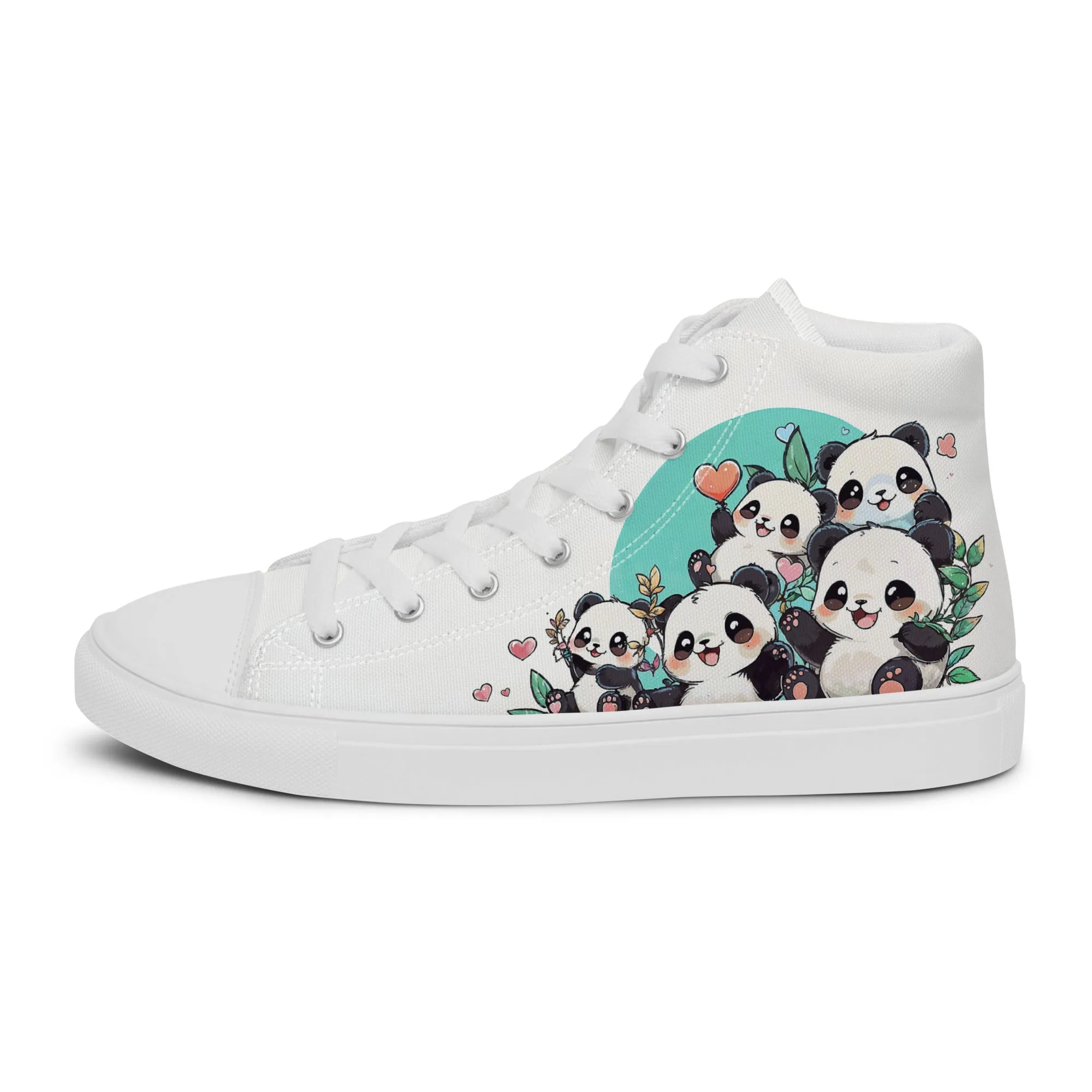 Unisex high top canvas shoes - Cute Pandas