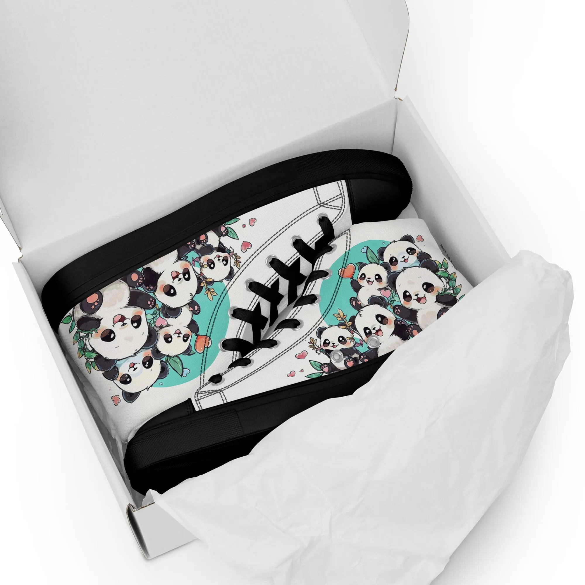 Unisex high top canvas shoes - Cute Pandas