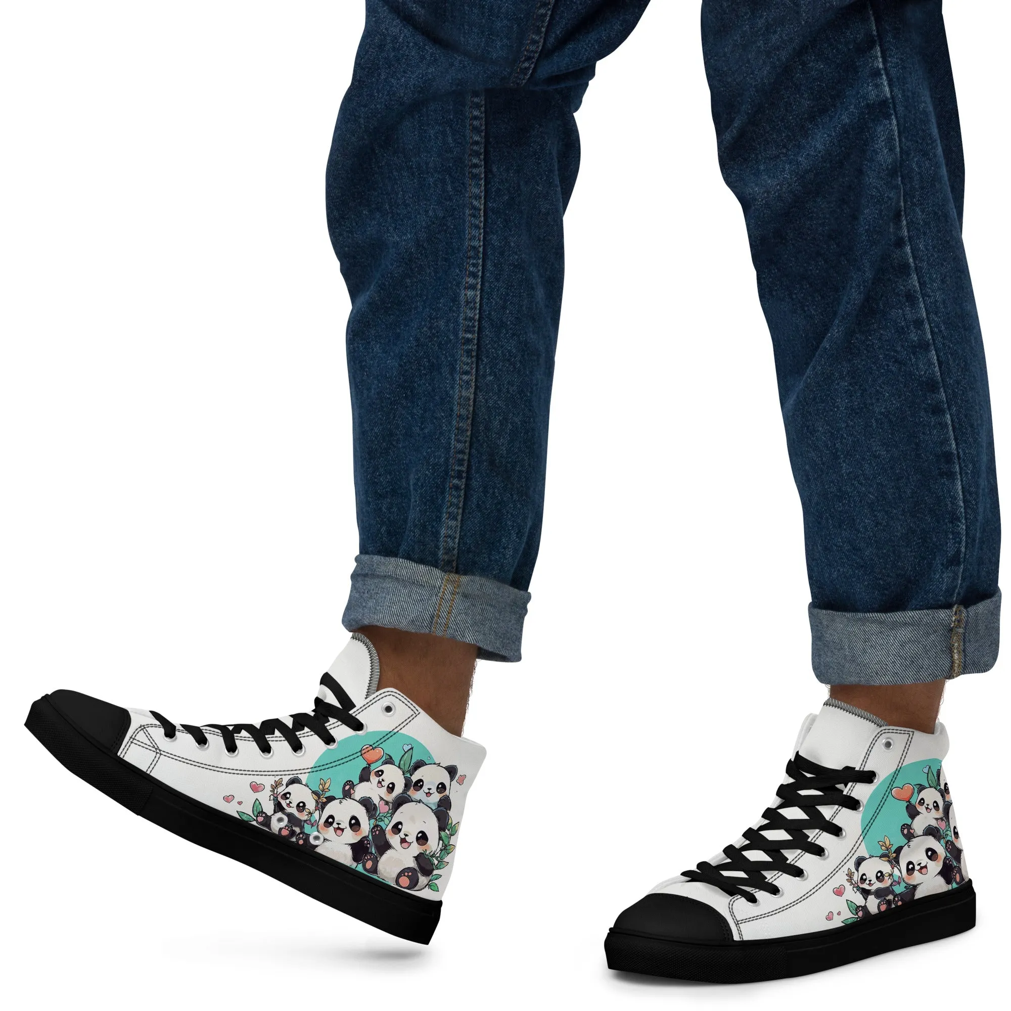 Unisex high top canvas shoes - Cute Pandas