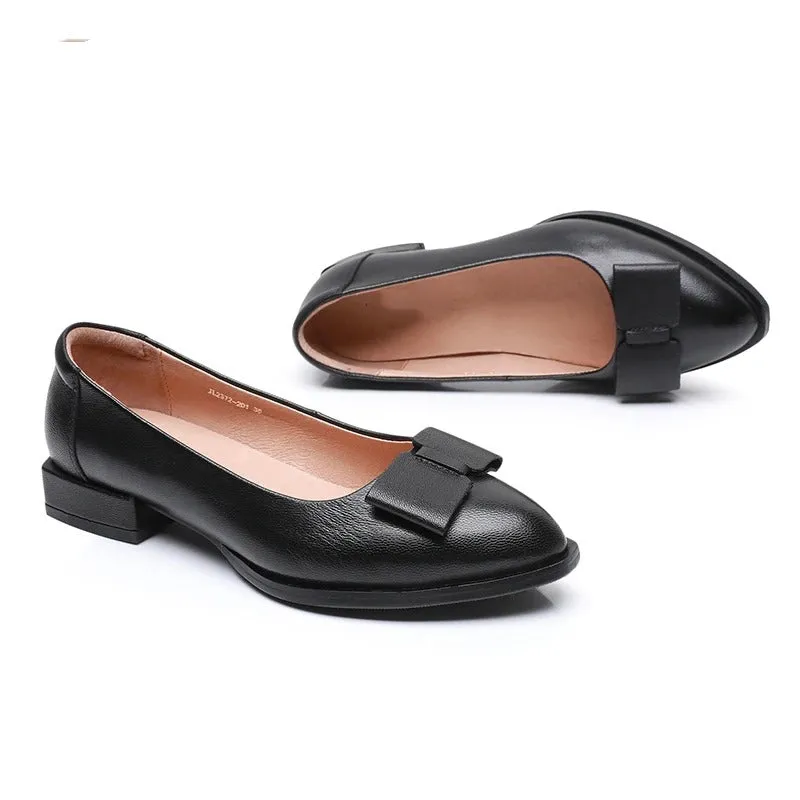 Women's Fashionable Color Block Flat Shoes with Bow Tie